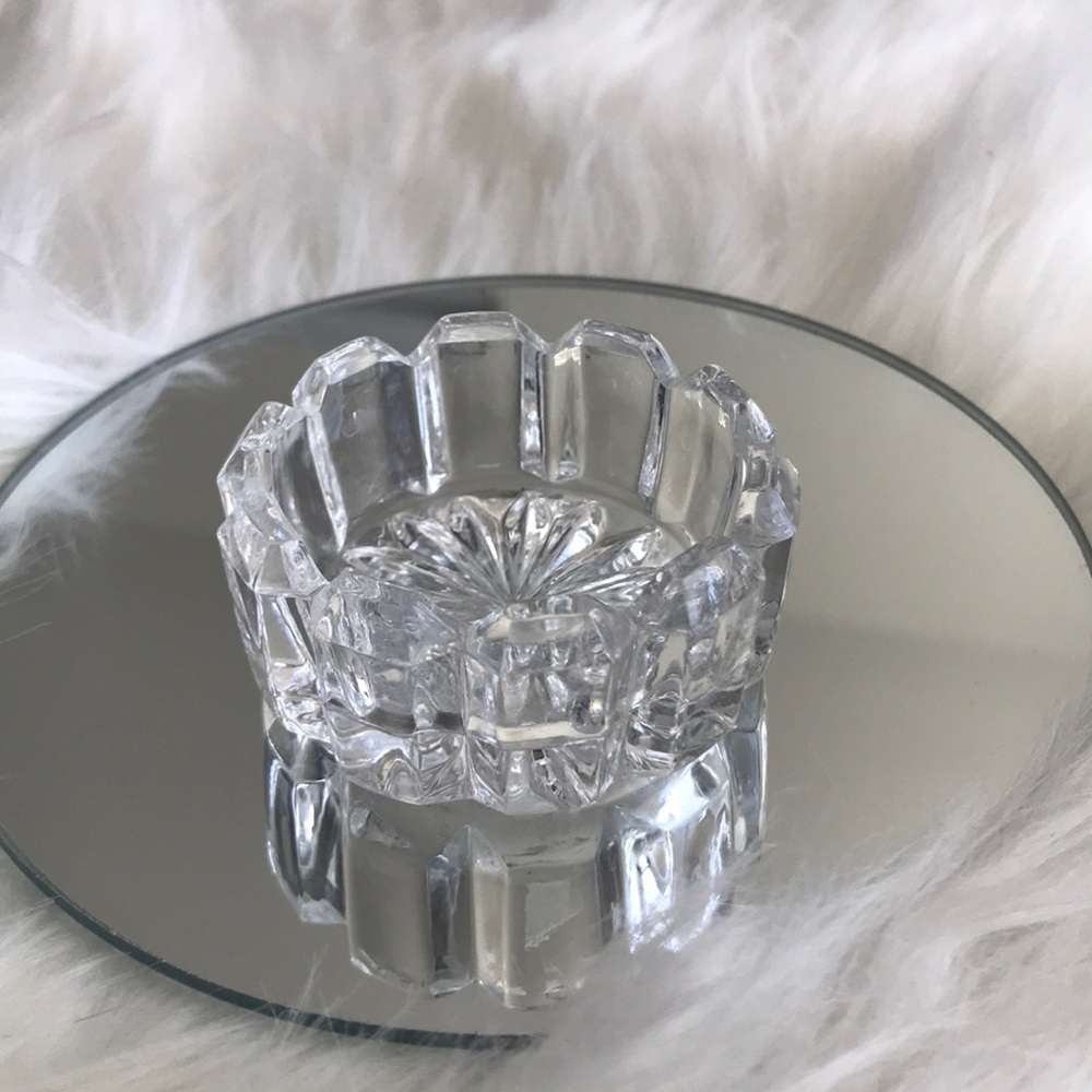 Vintage Crystal Vanity Dish Small Size 2 in. Diameter Accent Piece Home Decor